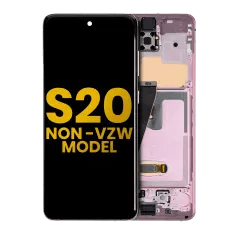 OLED-enhet med ram för Samsung Galaxy S20 5G (ej Verizon 5G UW-ram) (renoverad) (Cloud Pink)