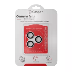 Casper Kameralinsskydd för iPhone 15 Pro / 15 Pro Max (Klar) (Svart)