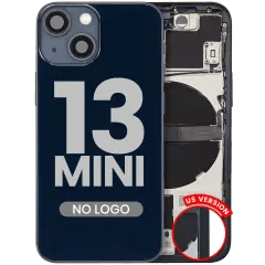 Baksida med smådelar för iPhone 13 Mini (amerikansk version) (Eftermarknad Plus) (Midnatt) svart
