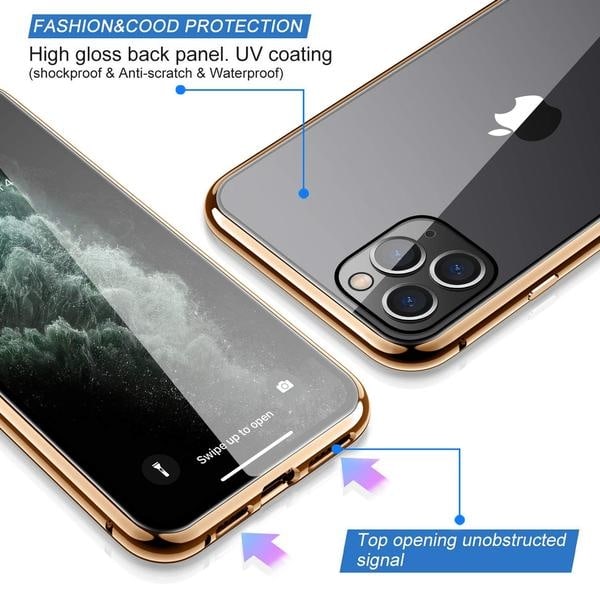 Doubel magnet fodral för iphone 11 pro max|guld