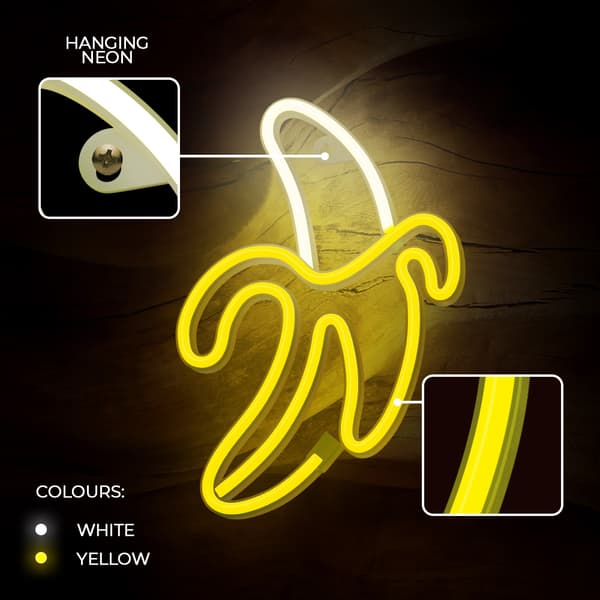 Neon LED lamp BANANA white yellow Bat + USB FLNE10 Forever Light