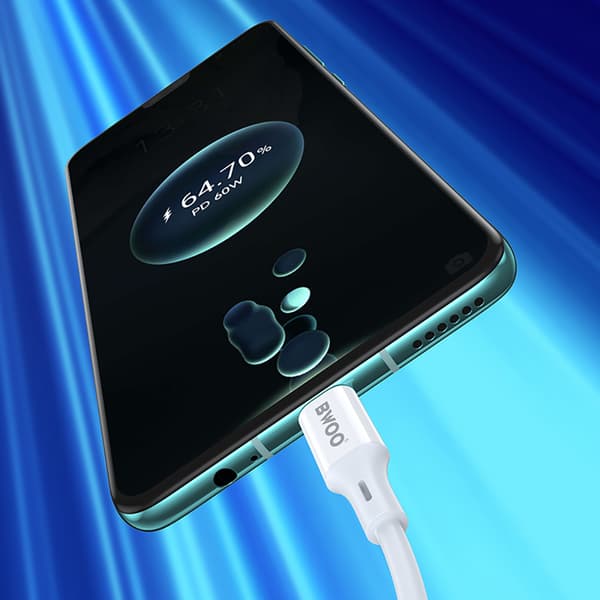 BWOO kabel USB-C - USB-C 1m 60W ABS + TPE X282 C-C vit vit