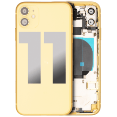 Baksida med smådelar för iPhone 11 (Begagnad OEM-dragning: Klass C) (Gul)