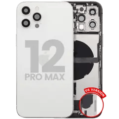 Baksida med laddningsport flex och smådelar för iPhone 12 Pro Max (amerikansk version) (begagnad OEM-dragning: klass C) (silver) silver