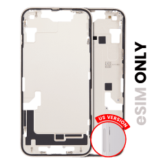 Mellanramshölje med smådelar för iPhone 14 (amerikansk version) (begagnad OEM-dragning: Grade A) (Starlight) vit