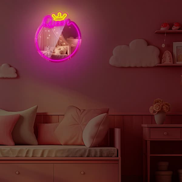 Neon MIRROR LED QUEEN varmvit rosa FMNE04 Forever Light