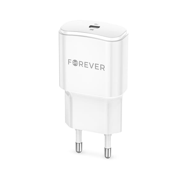 Forever TC-01-20C PD QC laddare 1x USB-C 20W vit vit
