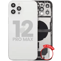 Baksida med laddningsport flex och smådelar för iPhone 12 Pro Max (amerikansk version) (begagnad OEM-dragning: klass A) (silver) silver