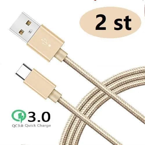 2 st 2 m färgade usb-c supporta Q.C 3.0 ljusblå