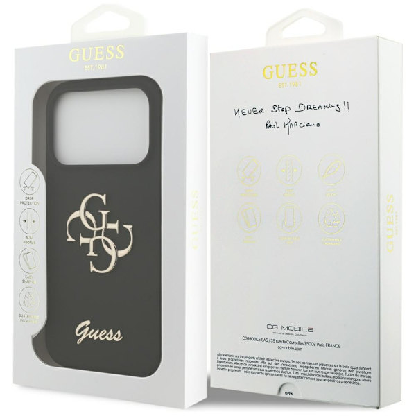 Guess Silikon Big 4G Script-fodral för iPhone 17 Pro svart