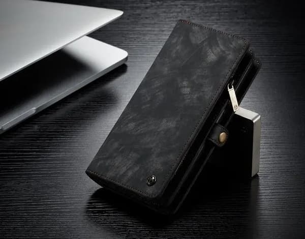 CaseMe (008) äkta läder med dragkedja för Iphone Xr mörk