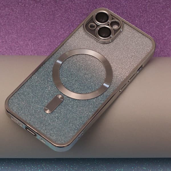 Glitter Chrome Mag-fodral för iPhone 15 6,1" silvergradient