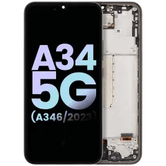 OLED-enhet med ram för Samsung Galaxy A34 5G (A346 / 2023) (Service Pack) (Grafit) svart