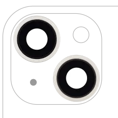 Bakre kameralins med fäste och ram för iPhone 14 / 14 Plus (2-delat set) (Eftermarknad Plus) (Starlight) vit