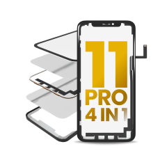 4 i 1 Lång Flex (Digitizer Touch med Glas + OCA + Ram Förinstallerad) För iPhone 11 Pro (OCA Master)