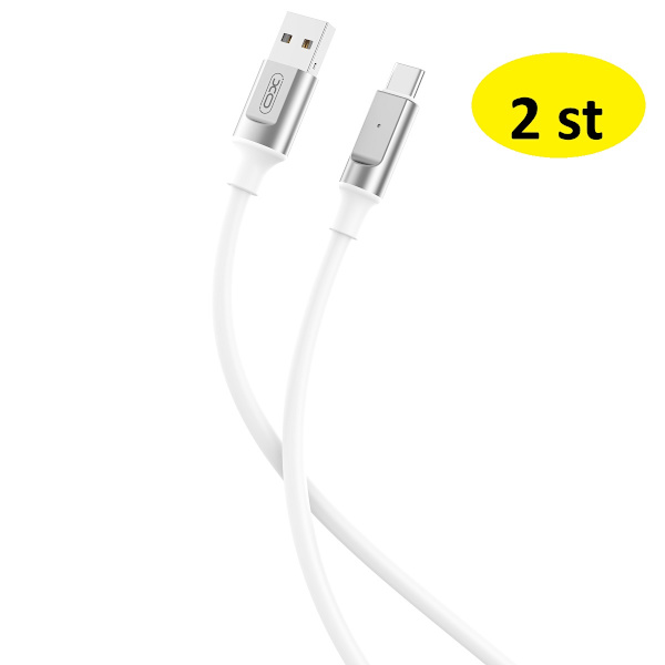 2 st  XO-kabel NB251 USB - USB-C 1,0 m 6A vit