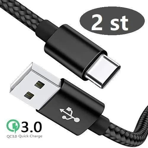 2 st 2 m färgade usb-c supporta Q.C 3.0 ljusblå