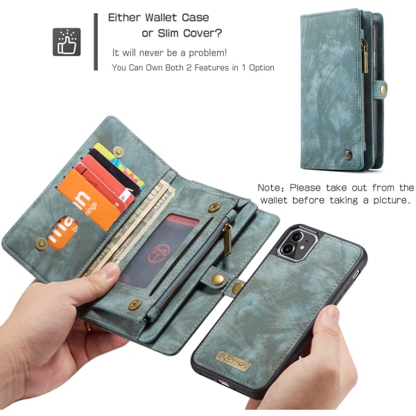 Läderfodral för plånbok med  dragkedja för Samsung S22 ultra grön grön