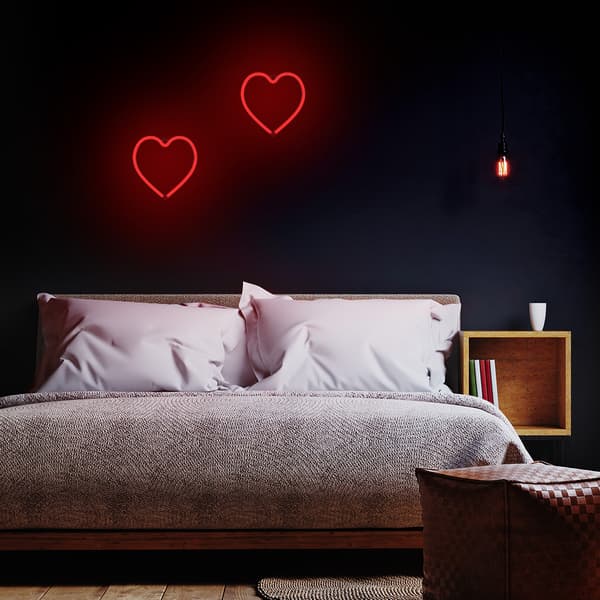 Neon LED-lampa HJÄRTA röd Bat + USB FLNE07 Forever Light röd