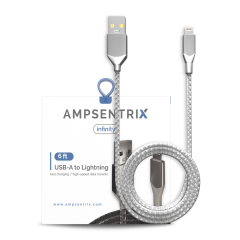 USB Typ A till Lightning-kabel (ej MFI) (1,8 m) (AmpSentrix Infinity) (Silver) silver