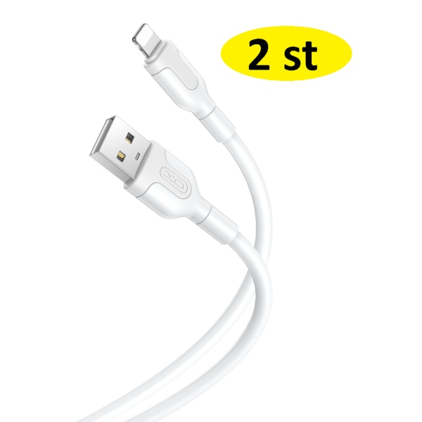 2 st 2m XO USB-A till Lightning-kabel white