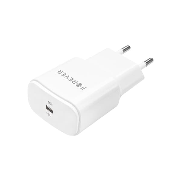 Forever TC-01-20C PD QC laddare 1x USB-C 20W vit vit
