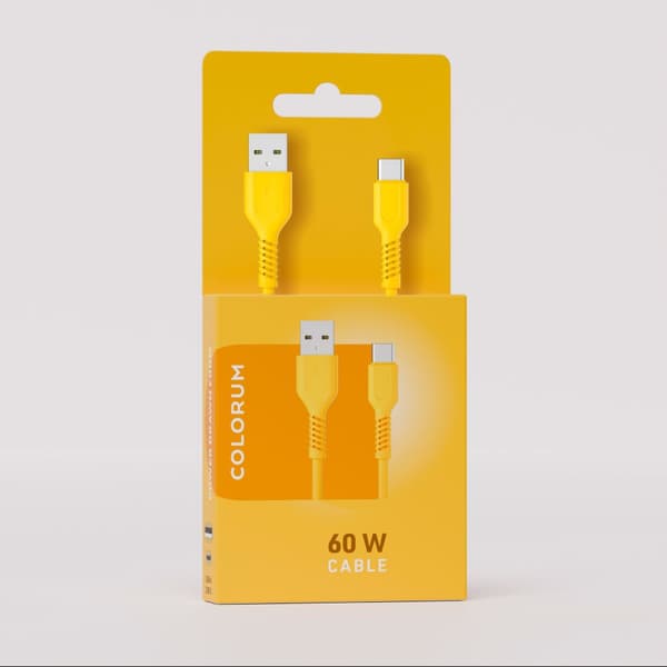 COLORUM kabel USB-A - USB-C 1,8m 3A CK60-AC-05 xYellow gul