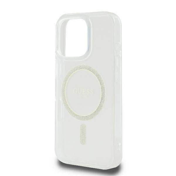Guess HC MagSafe IML Glitter Circle fodral för iPhone 16 Pro transparent transparent