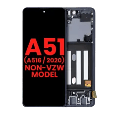 OLED-enhet med ram för Samsung Galaxy A51 5G (A516 / 2020) (ej Verizon 5G UW-ram) (6.46\") (Eftermarknad Plus) (Prism Cube Black) svart