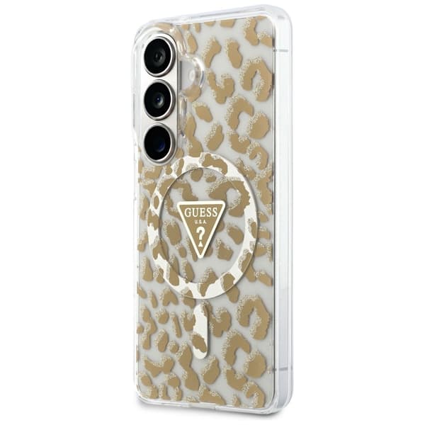 Guess fodral IML Leopard Print Triangle MagSafe för Samsung Galaxy S26 brun brun