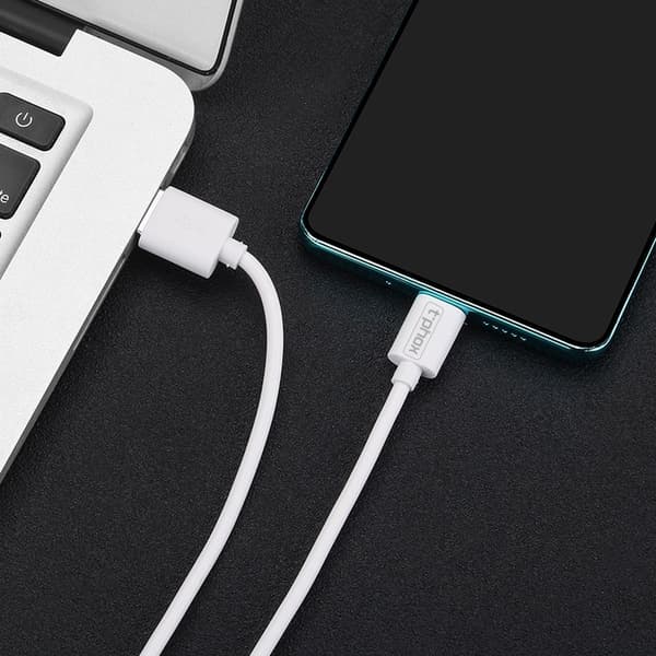 USB-C-kabel 1M för T-Phox-enheter - Vit, 3A Snabbladdning