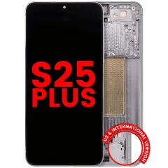 OLED-enhet med ram för Samsung Galaxy S25 Plus 5G (USA & internationell version) (Eftermarknad Plus) (Silver Shadow) silver