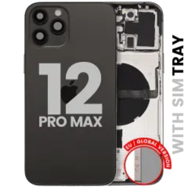 Back Housing W/ Small Parts For iPhone 12 Pro Max (EU / Global Version) (Used OEM Pull: Grade B) (Graphite)