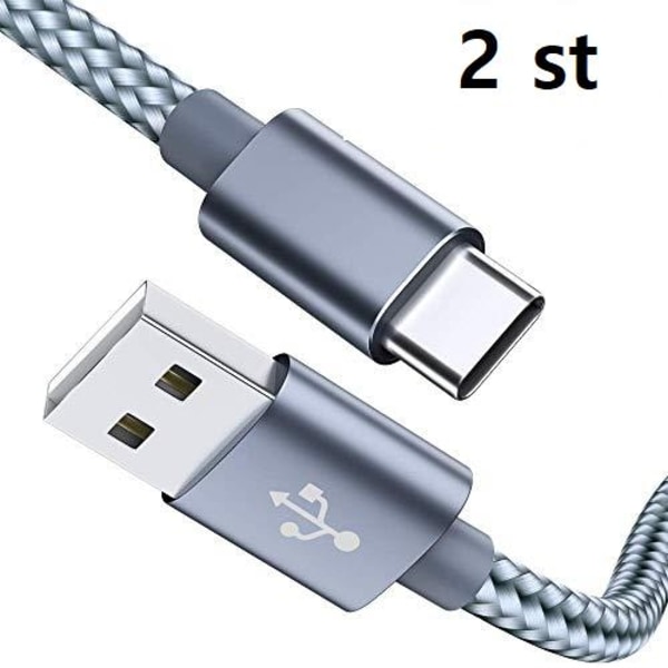 2 st 2m USB-C ljusblå kabel