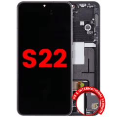 OLED-enhet med ram för Samsung Galaxy S22 5G (USA och internationell) (Eftermarknad Plus) (Phantom Black)