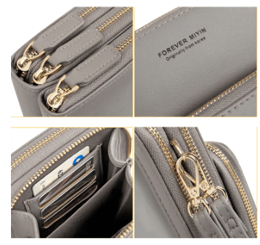 Mini Crossbody telefonväska för kvinnor grå