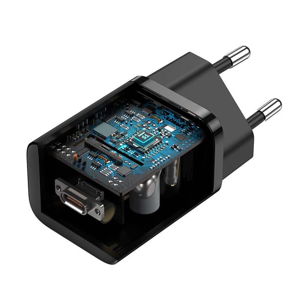 Baseus väggladdare Super Si PD 25W 1x USB-C svart + USB-C - USB-C-kabel