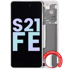OLED-enhet med ram för Samsung Galaxy S21 FE 5G (USA & internationell version) (Servicepaket) (Vit) vit