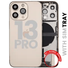 Baksida med laddningsport flex & smådelar för iPhone 13 Pro (EU / Global version) (Begagnad OEM-dragning: Grade B) (Guld)