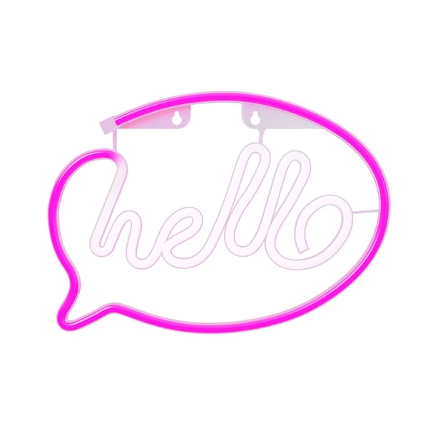 Neon LED-lampa HELLO rosa vit Fladdermus + USB FLNE15 Forever Light