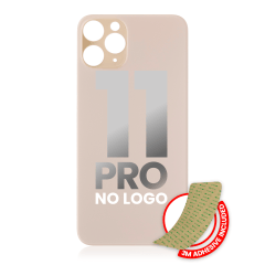 Bakglas med 3M-lim för iPhone 11 Pro (ingen logotyp / stort kamerahål) (guld)