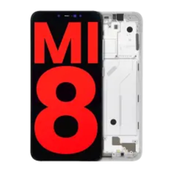 OLED-enhet med ram för Xiaomi Mi 8 (Eftermarknad Plus) (Vit)