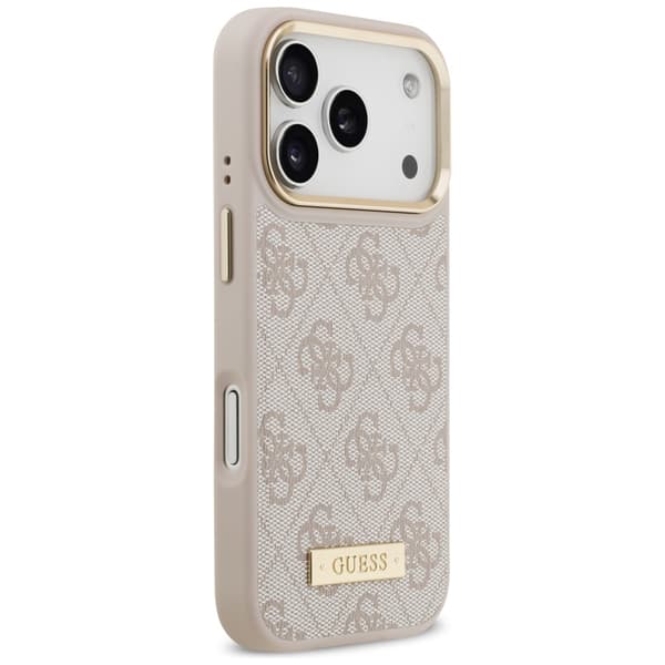 Guess 4G Logo Plate MagSafe fodral för iPhone 17 Pro rosa