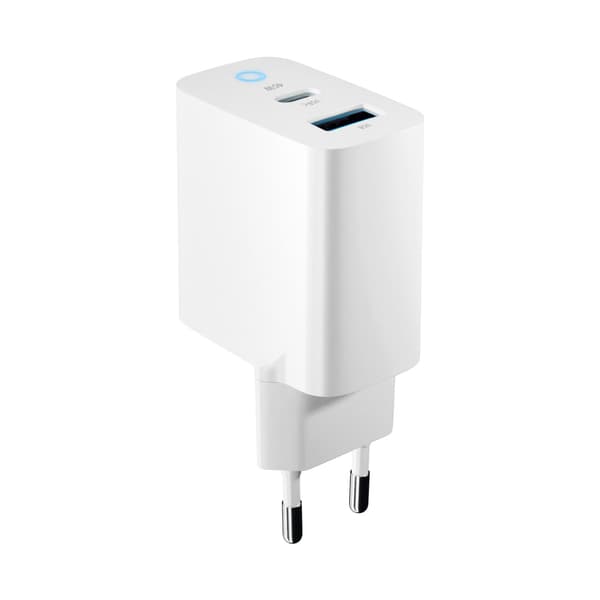 Forever TC-06-45AC GaN PD QC laddare 1x USB-C 1x USB 45W vit