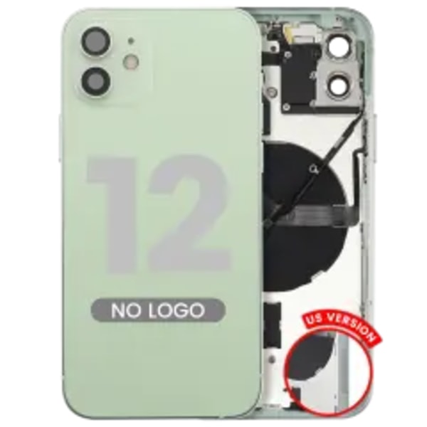 Baksida med smådelar för iPhone 12 (amerikansk version) (Eftermarknad Plus) (Grön)