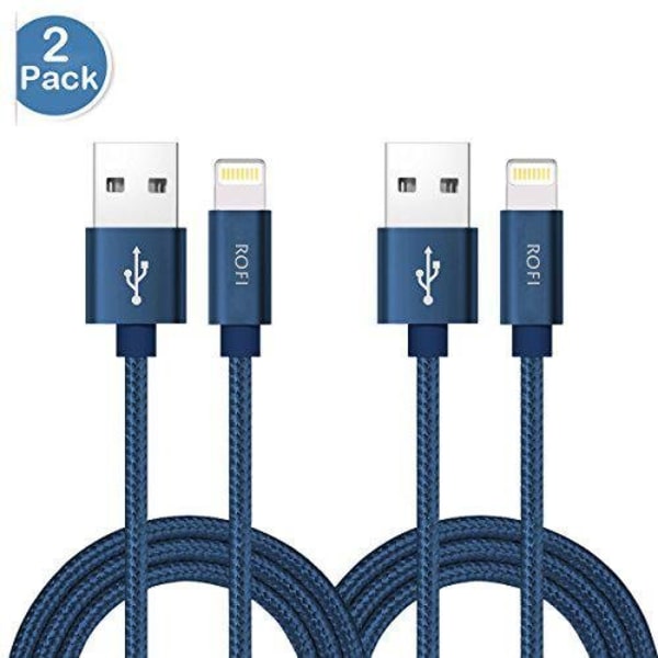 2-pack Lightning-kabel till iPhone - Merskydd, Silver, 2m, 480 Mbps