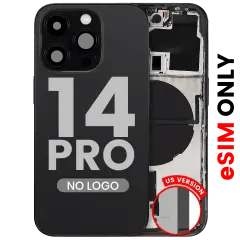 Baksida med smådelar för iPhone 14 Pro (amerikansk version) (Aftermarket Plus) (rymdsvart)