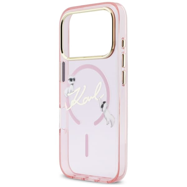 Karl Lagerfeld-fodral för iPhone 17 Pro Max 6,9\" IML Choupettes Karl Script Logo MagSafe rosa