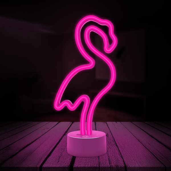 Neon LED på stativ FLAMINGO rosa USB-C FSC-11 Forever Light rosa