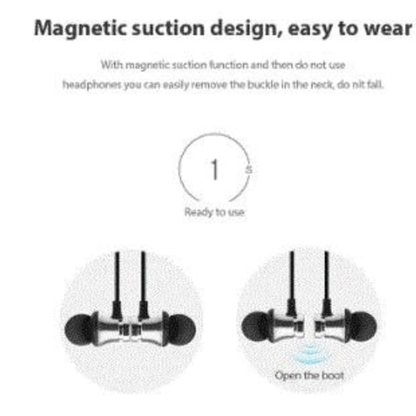 Magnetiska  Bluetooth Sporthörlurar silver silver